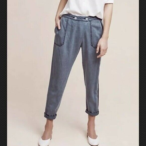 Anthropologie Hei Hei Bradey Chambray Trousers 27 - Picture 2 of 12